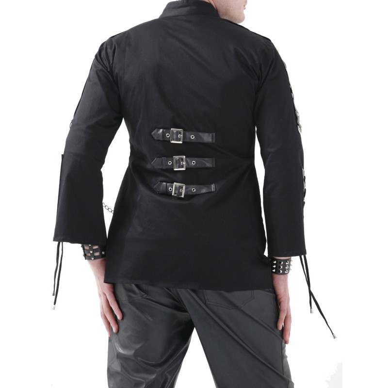 New Men Gothic Jacket Black Dead Threads Corseting Chain EMO Cyber Jacket